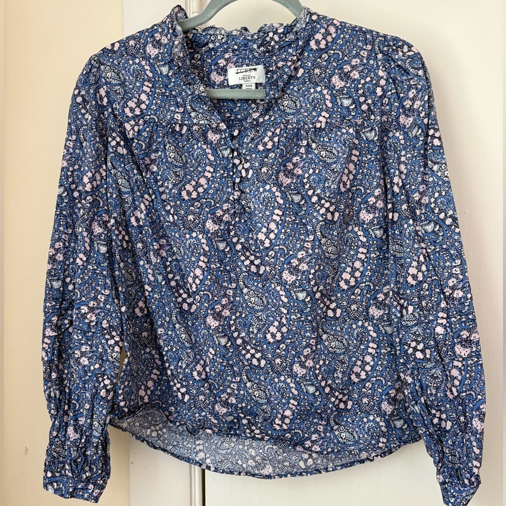 J. Crew Blue and Pink Paisley Blouse